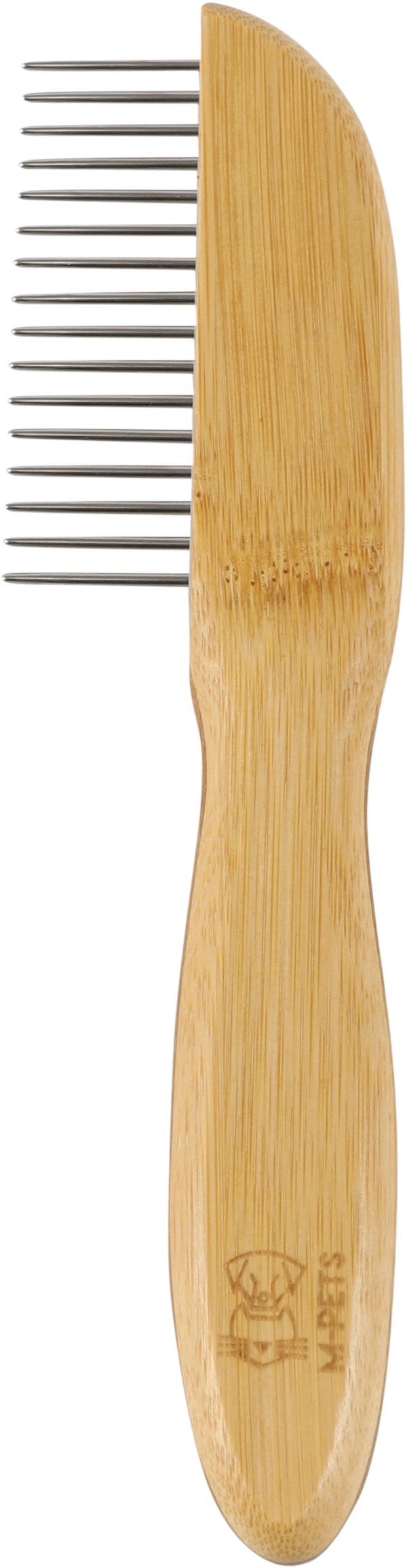 M PETS Bamboo Regular Comb With Rotating Teeth for Dogs and Cats (Brown)