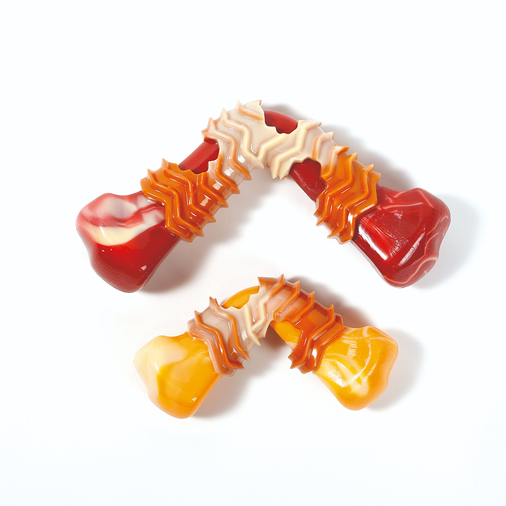 M Pets Carnivore Boomerang Bone Bacon Scented Chew Toy for Dogs (Yellow) Dogs-Toys M Pets