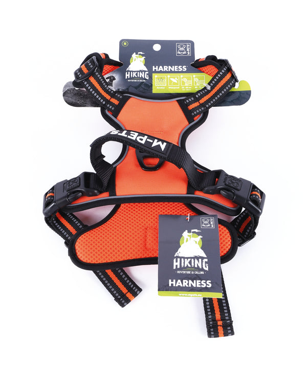 M Pets Water Resistant 3buckle Hiking Harness for Dogs (Orange)
