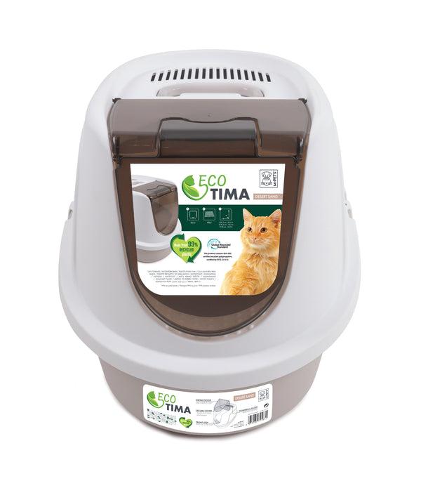 M Pets Eco Tima Desert Sand Box for Cats (Desert Sand & White)