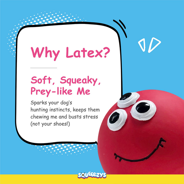 Squeeezys Latex Monster Ball Chew Toy for Dogs (Red)