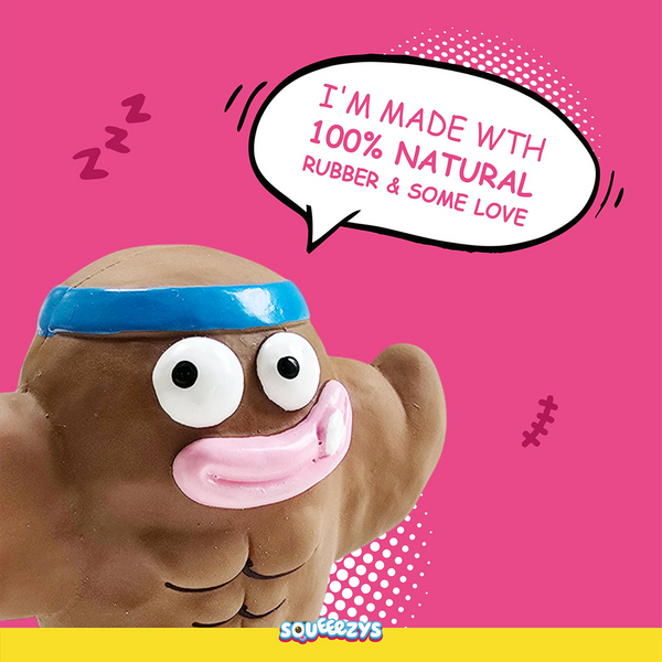 Squeeezys Latex Monster Brother Squeaky Chew Toy for Dogs (Brown)