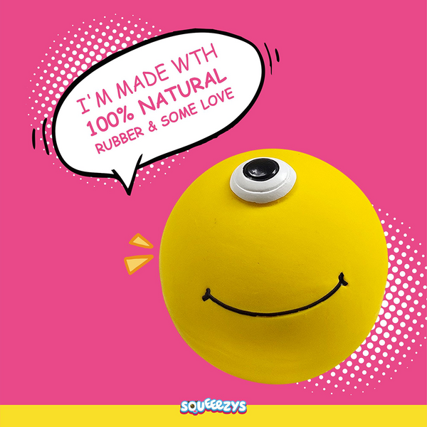 Squeeezys Latex Monster Ball Chew Toy for Dogs (Yellow)
