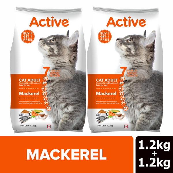 Active Mackerel Adult Cat Dry Food (Buy 1 Get 1)