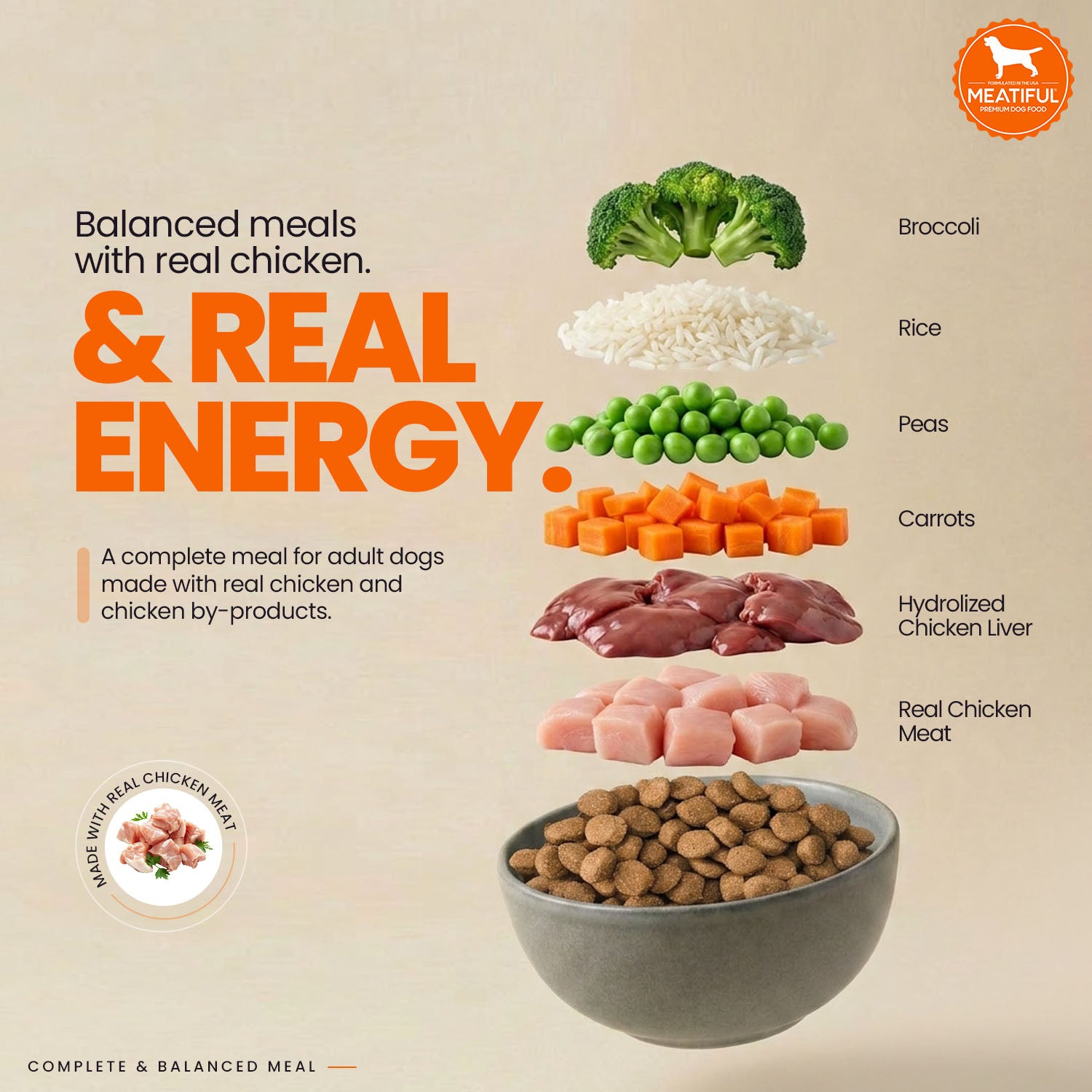 Meatiful Premium Chicken Adult Dog Dry Food Dogs- Dry Food Meatiful