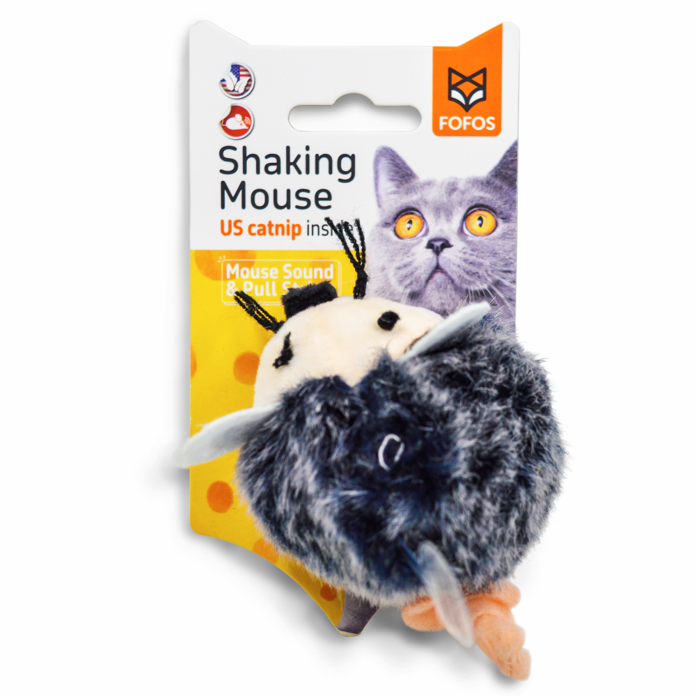 Barkbutler x Fofos Pull String & Sound Chip Mouse Shaped Electronic Toy for Cats (Grey) Cats-Toys Barkbutler 13x5.5x4cm