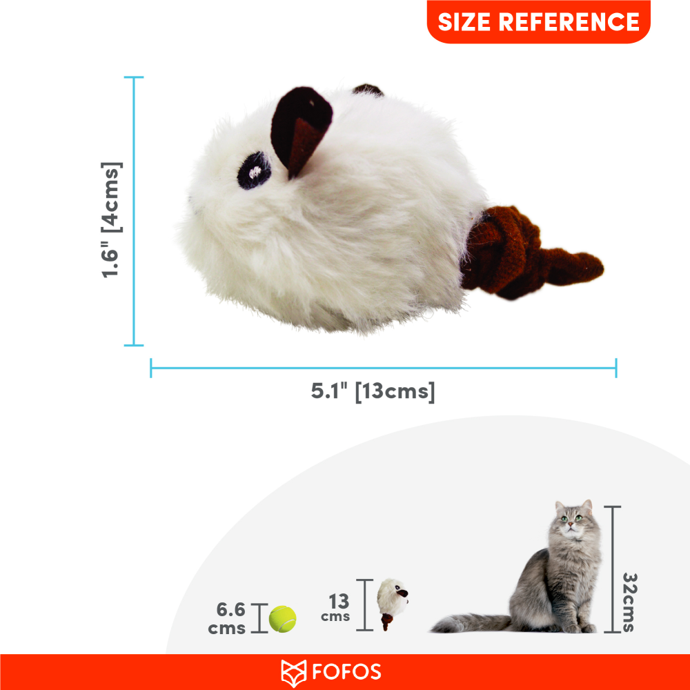Barkbutler x Fofos Pull String & Sound Chip Mouse Shaped Electronic Toy for Cats (White) Cats-Toys Barkbutler
