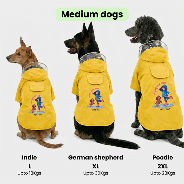 Pets Way Mistiq Yellow Monsoon Fun Raincoat for Dogs
