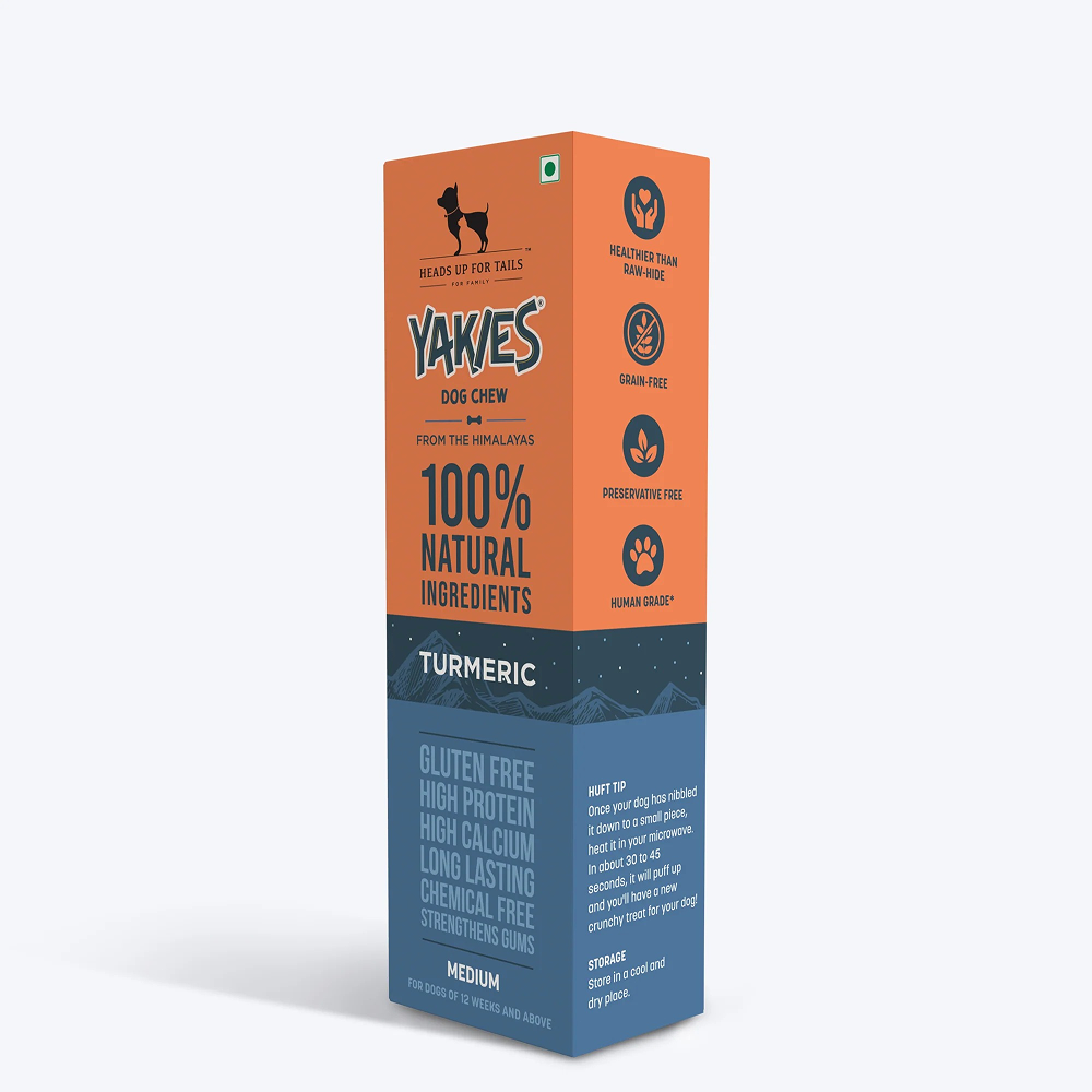 HUFT Yakies 100% Natural and Vegetarian Turmeric Gluten Free Chew Bone for Dogs Dog Treats + Others Heads Up for Tails