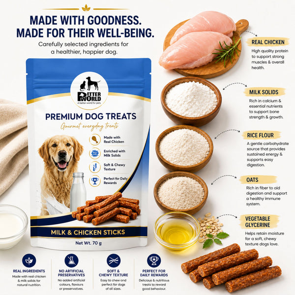 Petter World Milk & Chicken Sticks Soft Gourmet Dog Treats