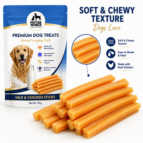 Petter World Milk & Chicken Sticks Soft Gourmet Dog Treats