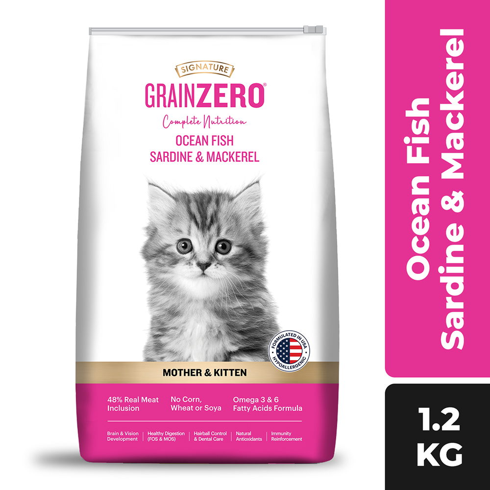 Signature Grain Zero Ocean Fish, Sardine and Mackerel Mother and Kitten Cat Dry Food Cats- Dry food Signature 1.2kg
