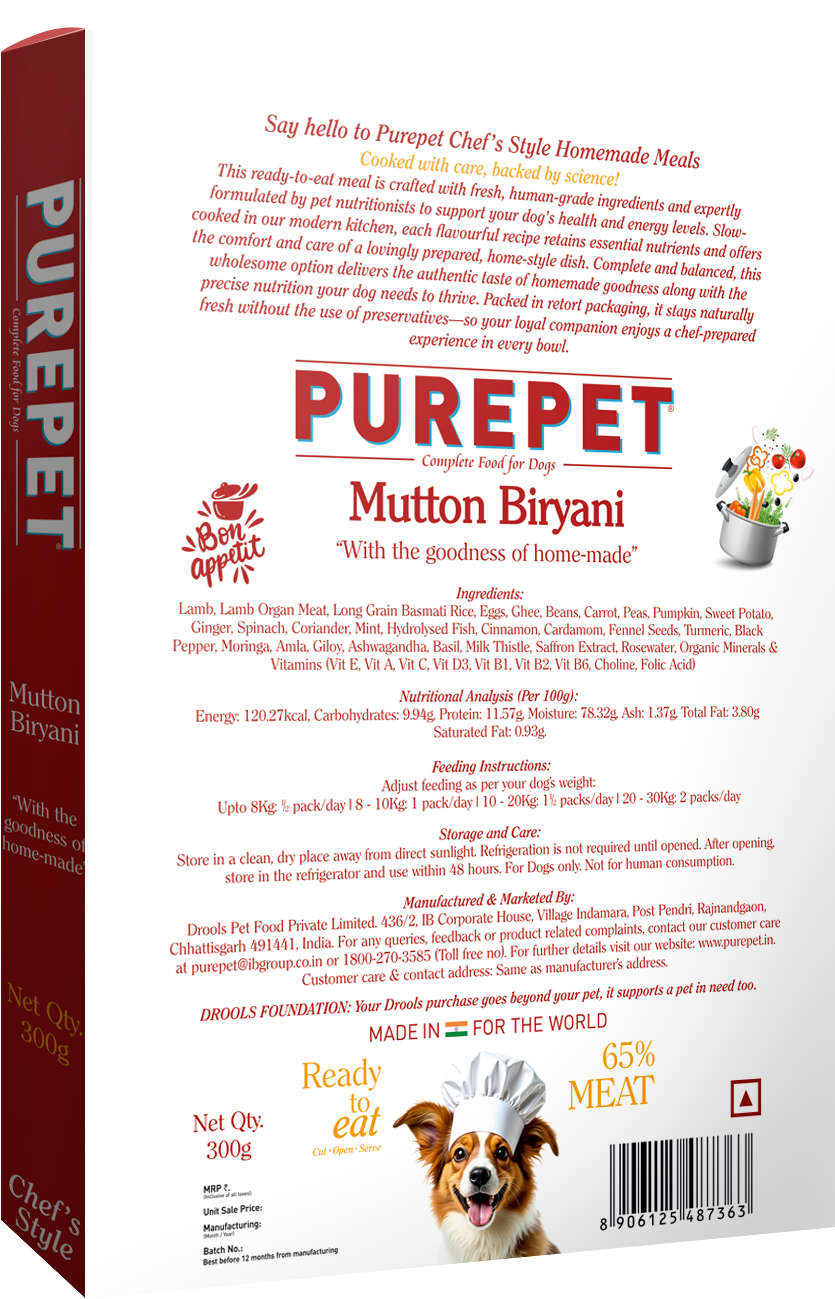 Purepet Mutton Biryani Fresh Food For Dogs Sample Purepet