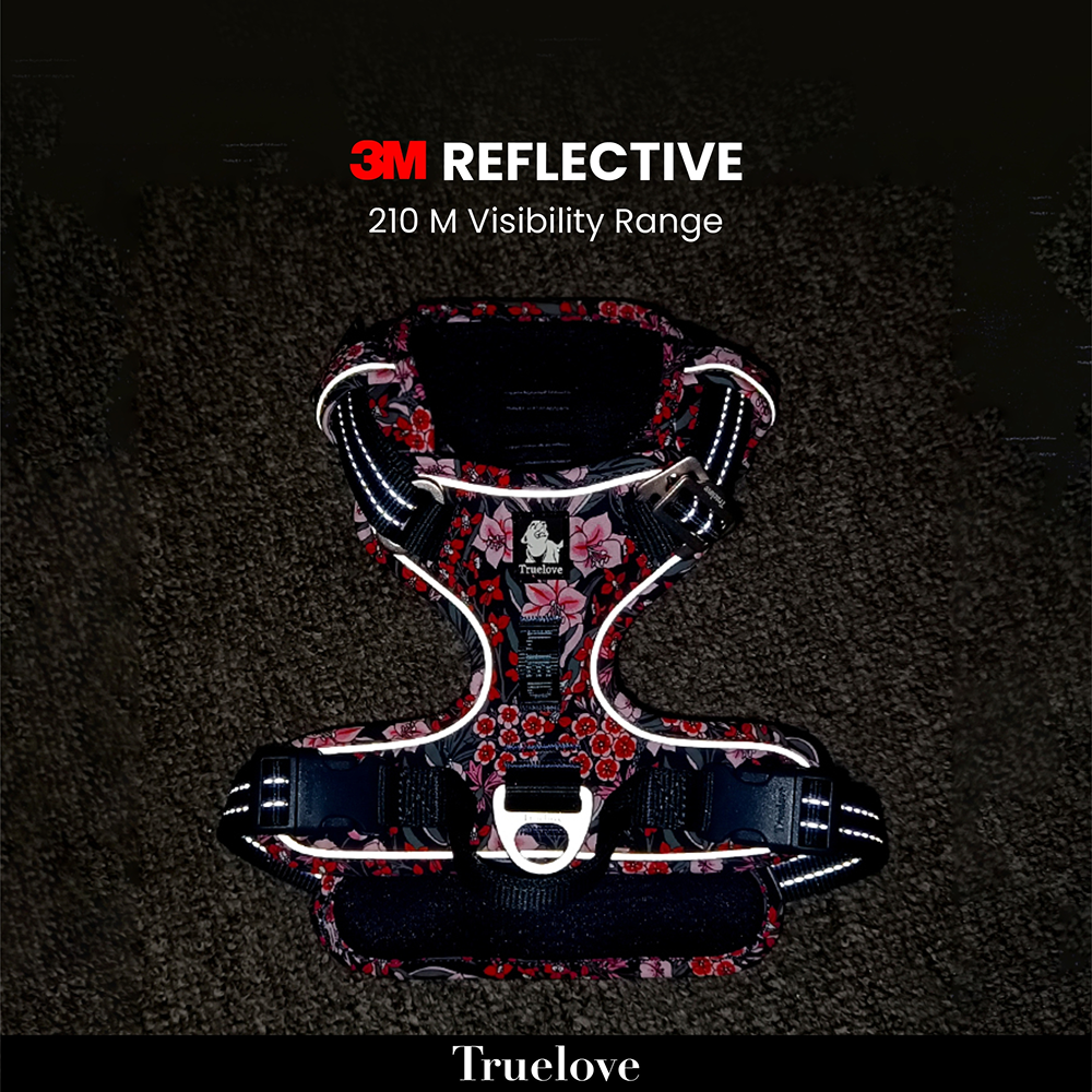 Truelove Floral No Pull Pet Harness for Dogs (Poppy Red) Dogs-Collar, Leashes, harnesses True Love