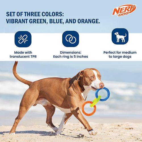 Nerf Dog EXO Translucent Spike 3 Rings Toy for Dogs (Blue/Green/Orange) Dogs-Toys Nerf