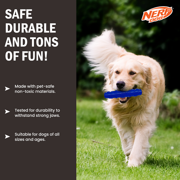 Nerf Dog Squeak Stick Toy for Dogs (Blue)