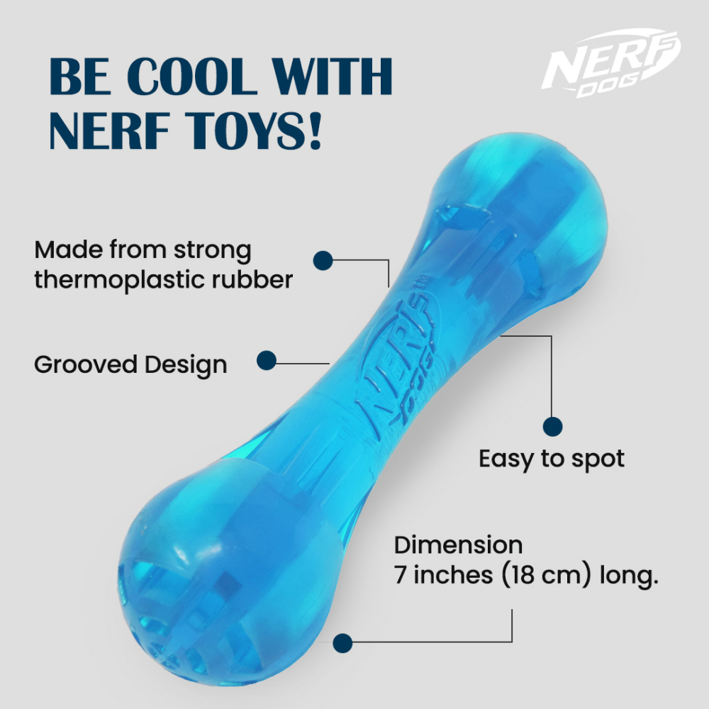 Nerf Bash Ultra Tough TPR Bone Toy for Dogs (Blue) Dogs-Toys Nerf