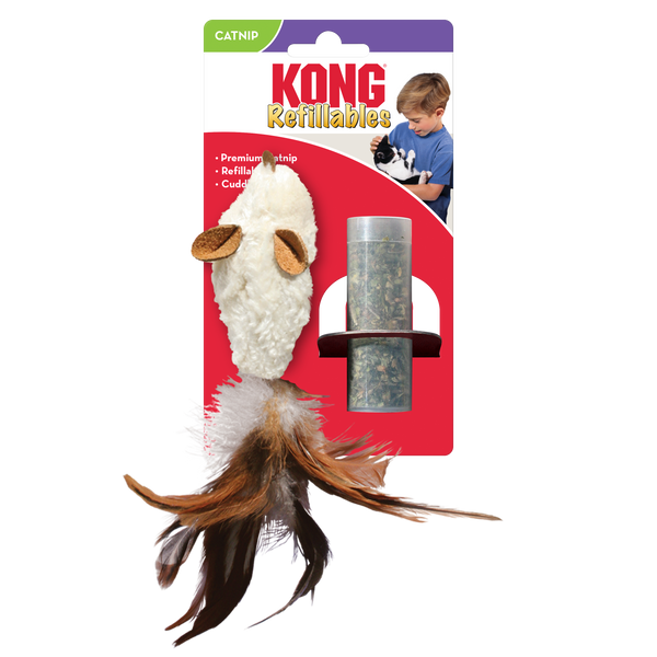 Kong Refillables Feather Mouse Toy for Cats (Brown)