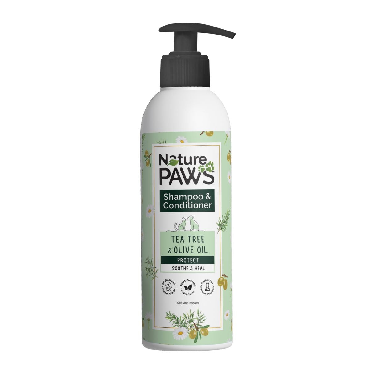 NaturePAWS Protect Range Tea Tree, Olive & Chamomile Shampoo & Conditioner for Cats & Dogs Both-Grooming Supplies NaturePAWS 200mL