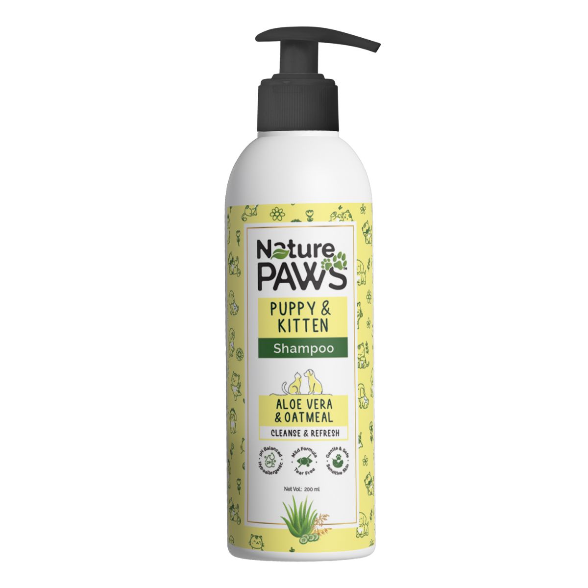 NaturePAWS Aloe Vera, Cucumber & Oatmeal Shampoo & Conditioner for Puppy & Kitten Both-Grooming Supplies NaturePAWS 200mL