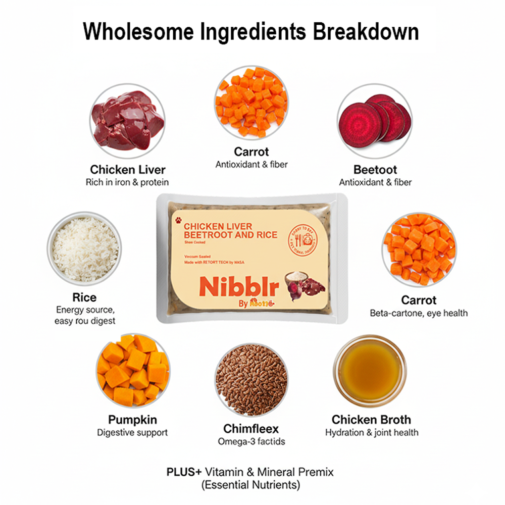 Nibblr By Nootie Wholesome Chicken Liver Beetroot & Rice Ready to Eat Meal Dog Wet Food Dogs-Fresh Food Nootie
