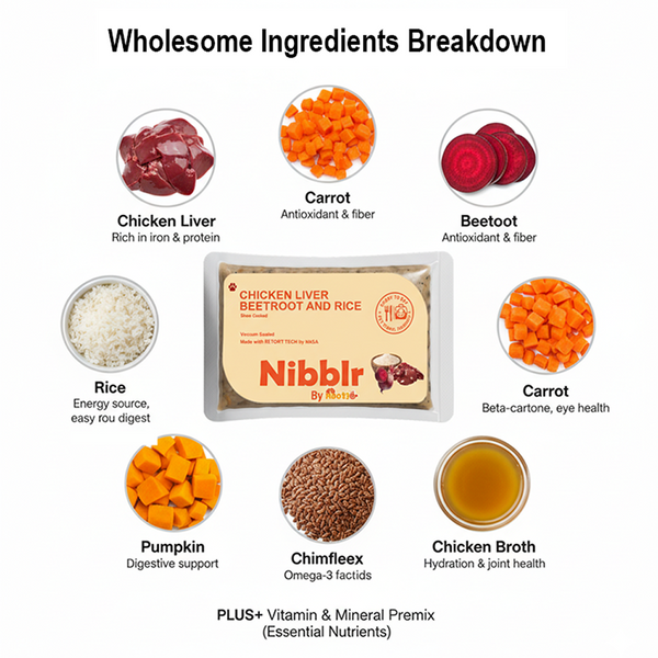 Nibblr By Nootie Wholesome Chicken Liver Beetroot & Rice Ready to Eat Meal Dog Wet Food