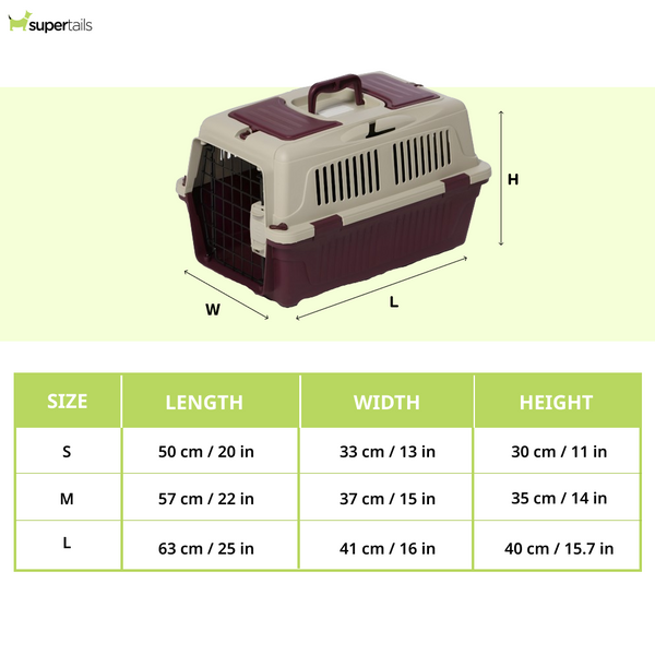 NutraPet Closed Top Carrier Box for Dogs and Cats (Dark Red)