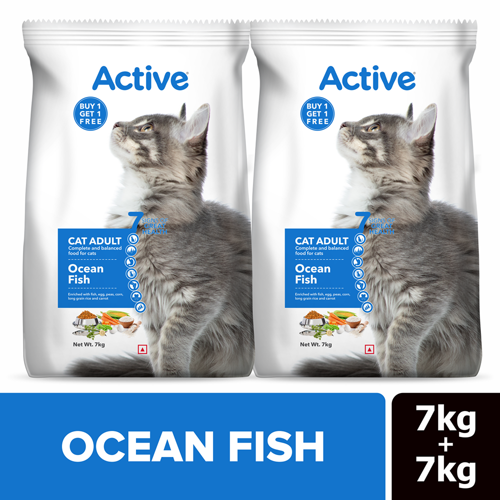 Active Ocean Fish Adult Cat Dry Food Cats- Dry food Active 7kg+7kg