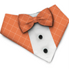 PawsIndia Orange Checks Pattern Tuxedo Bandana with Matching Bow for Dogs and Cats Both-Clothing & Accessories Pawsindia Dropship M