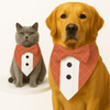 PawsIndia Orange Checks Pattern Tuxedo Bandana with Matching Bow for Dogs and Cats Both-Clothing & Accessories Pawsindia Dropship