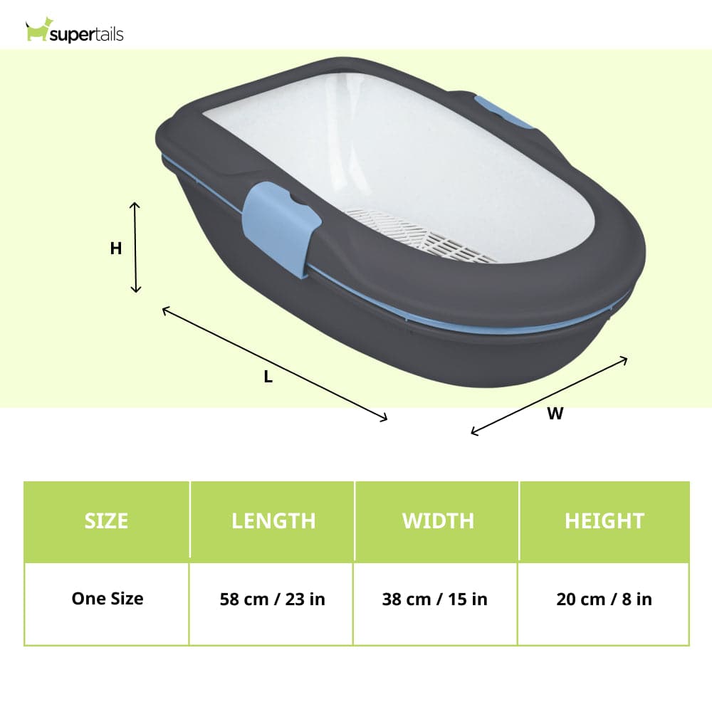 Trixie Berto Three Part Separating System Litter Tray for Cats (Dark Grey) Litter Supplies Trixie