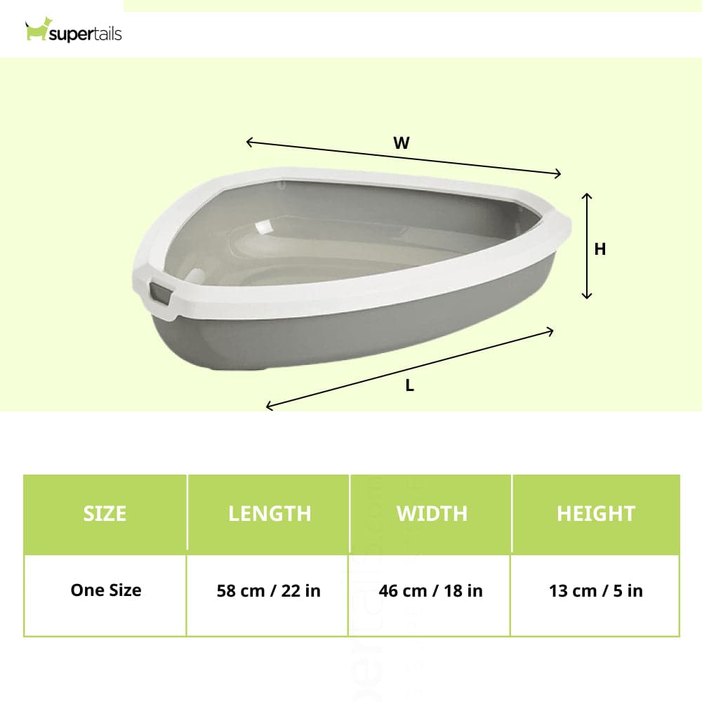 Savic Rincon Corner Litter Tray with Rim for Cats (Cold Grey) Litter Supplies Savic