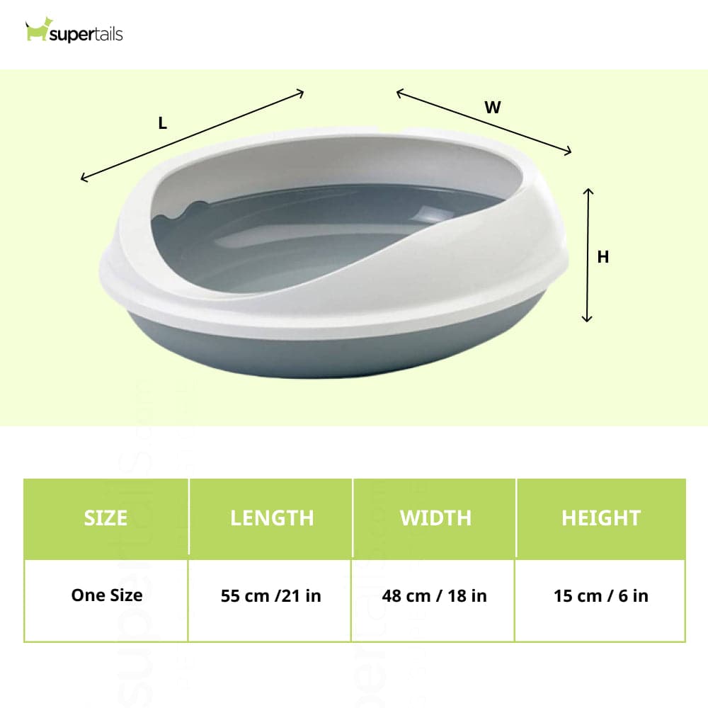 Savic Figaro Oval Litter Tray with Rim for Cats (Cold Grey) Litter Supplies Savic