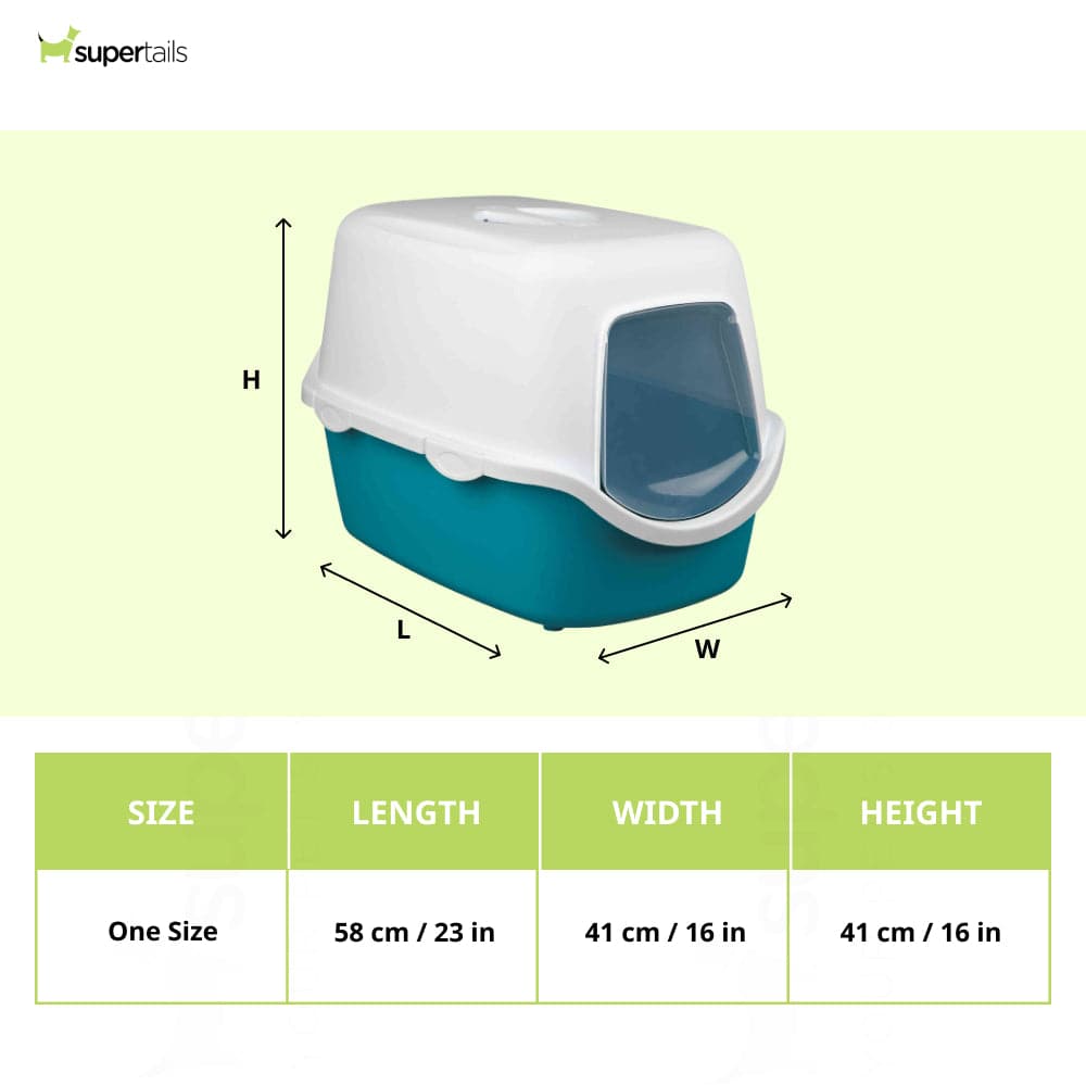 Trixie Vico Cat Litter Tray with Dome for Cats (Turquoise) Litter Supplies Trixie