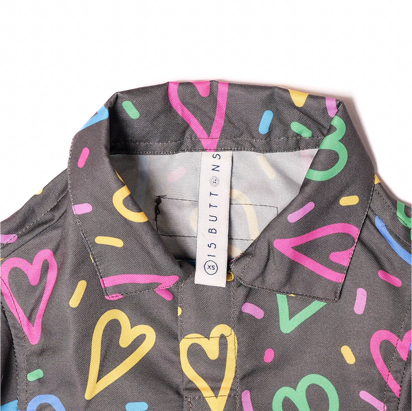 15 Furries Heart Buzz Shirt for Cats (Black)
