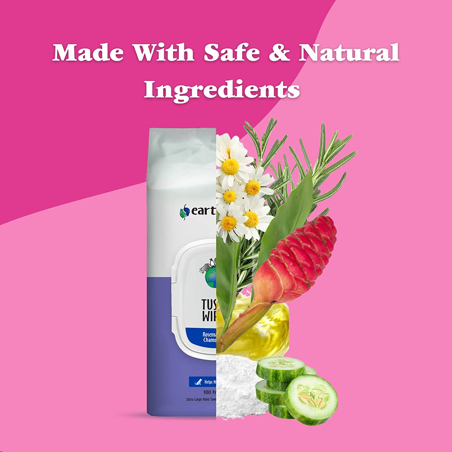 EarthBath Rosemary and Chamomile Scented Tushy Wipes for Dogs and Cats Both-Grooming Supplies EarthBath