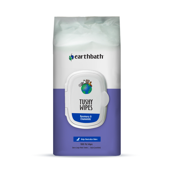 EarthBath Rosemary and Chamomile Scented Tushy Wipes for Dogs and Cats
