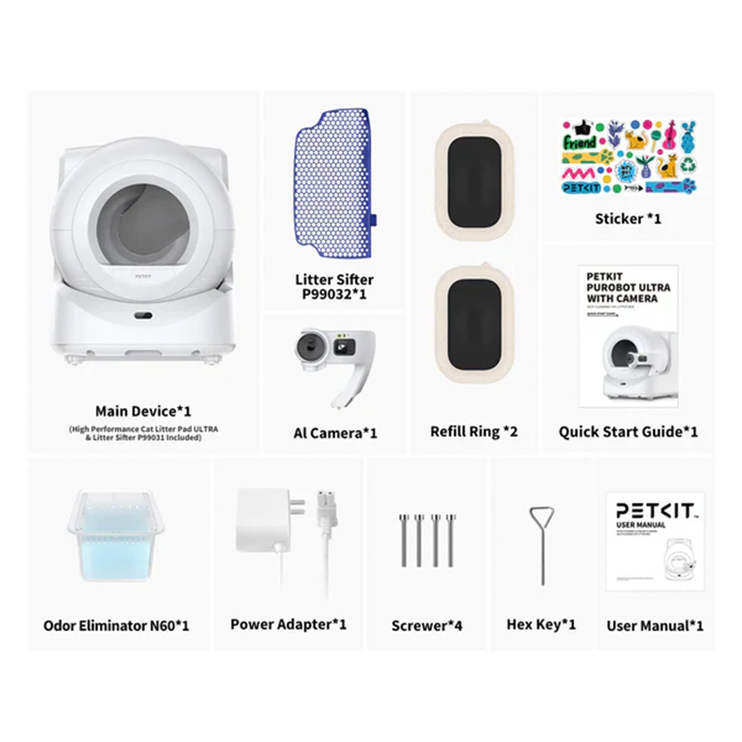 Petkit Purobot Ultra Automatic Self Cleaning Litter Box for Cats (White) Litter Supplies Petkit Dropship