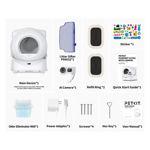 Petkit Purobot Ultra Automatic Self Cleaning Litter Box for Cats (White)