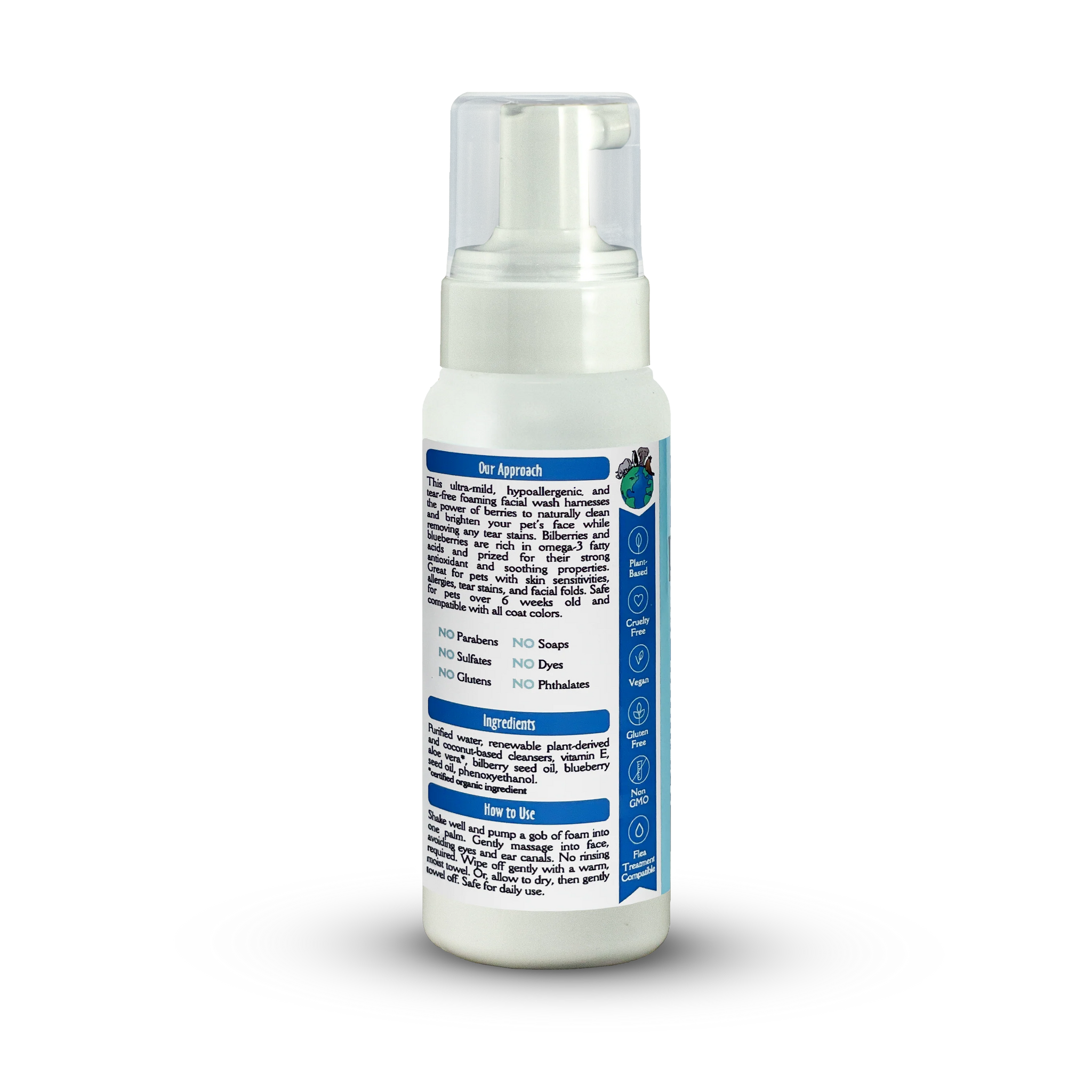 EarthBath Bilberry and Blueberry Scented Foaming Face Wash for Dogs and Cats Both-Grooming Supplies EarthBath