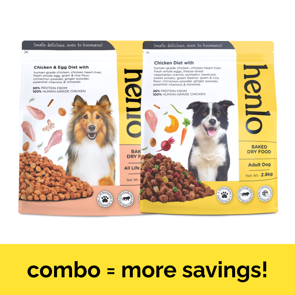 Henlo Chicken & Vegetable and Chicken & Egg Baked Dry Food for Adult Dogs Combo