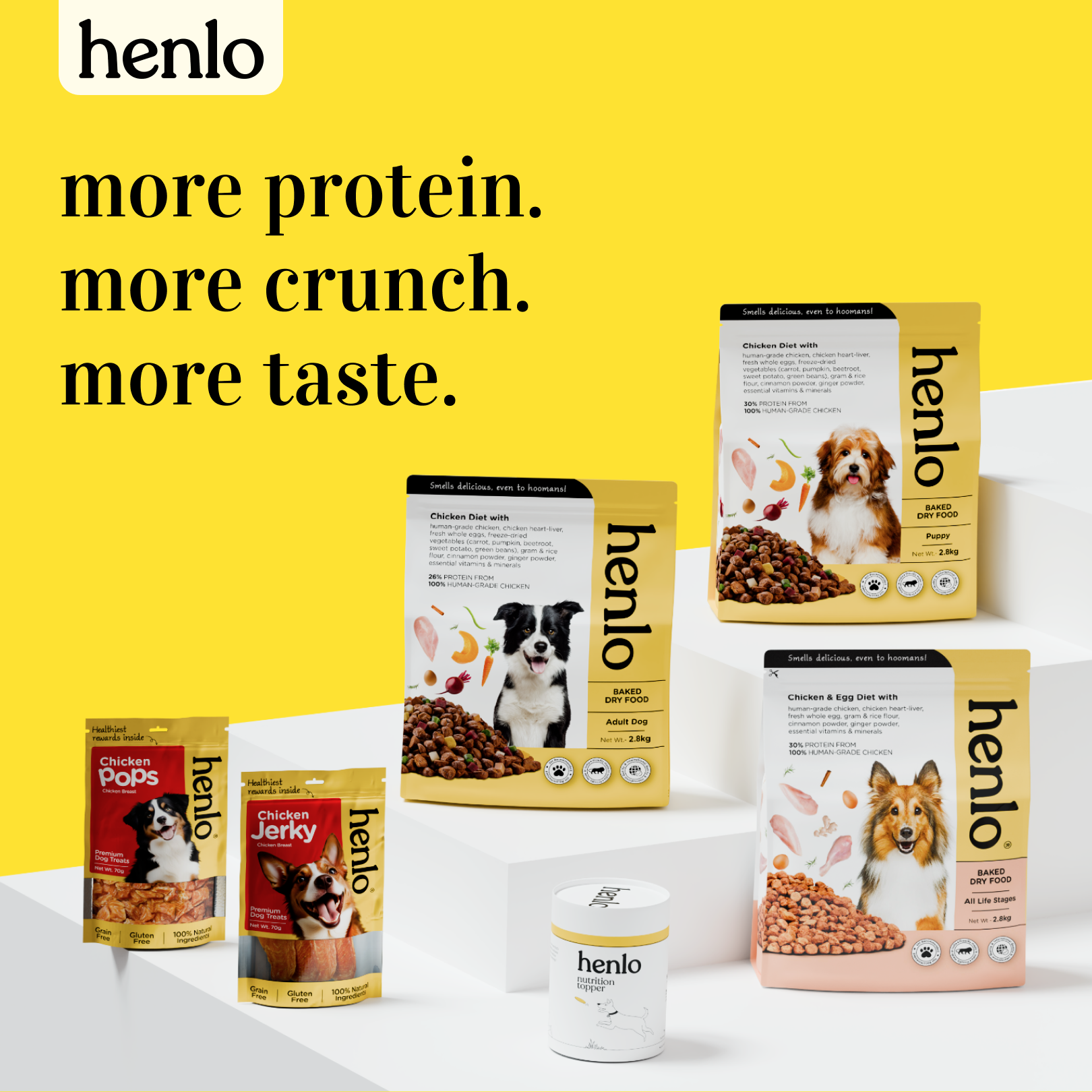 Pedigree PRO Expert Nutrition Active Adult (18 Months Onwards)  Dry Food and Henlo Chicken Pops Dog Treats