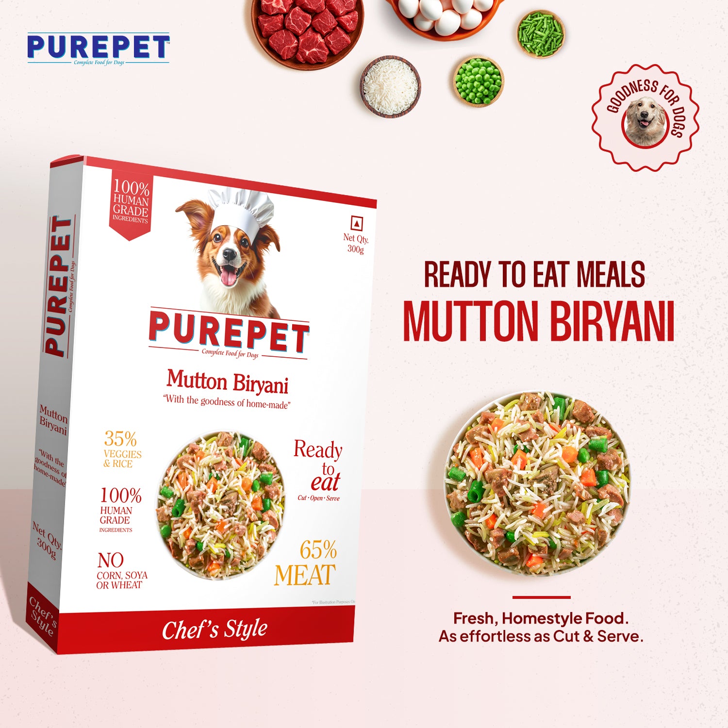 Purepet Mutton Biryani Fresh Food For Dogs Sample Purepet