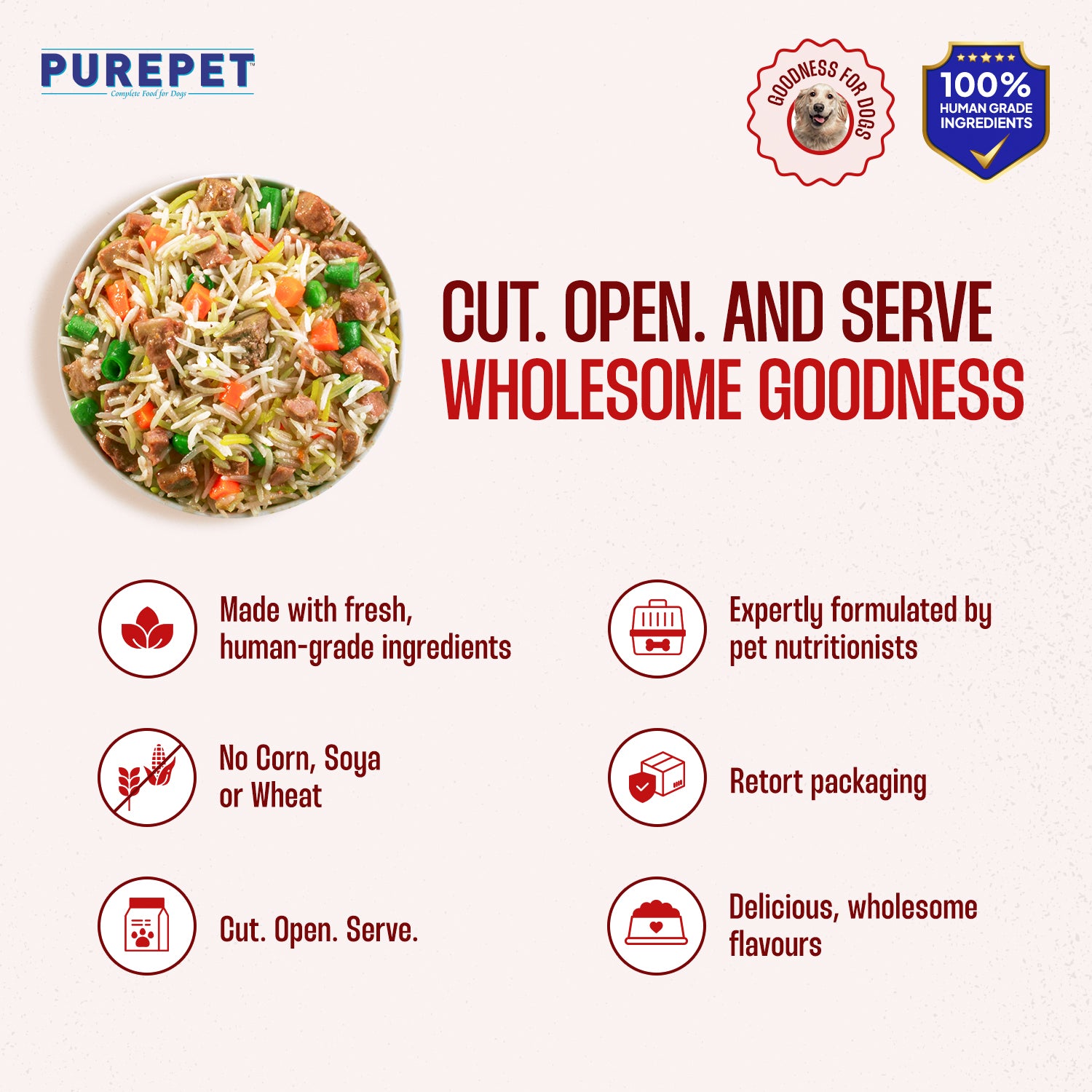 Purepet Mutton Biryani Fresh Food For Dogs Sample Purepet