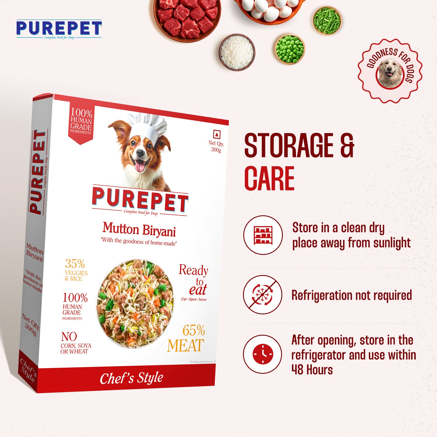 Purepet Mutton Biryani Fresh Food For Dogs Sample Purepet