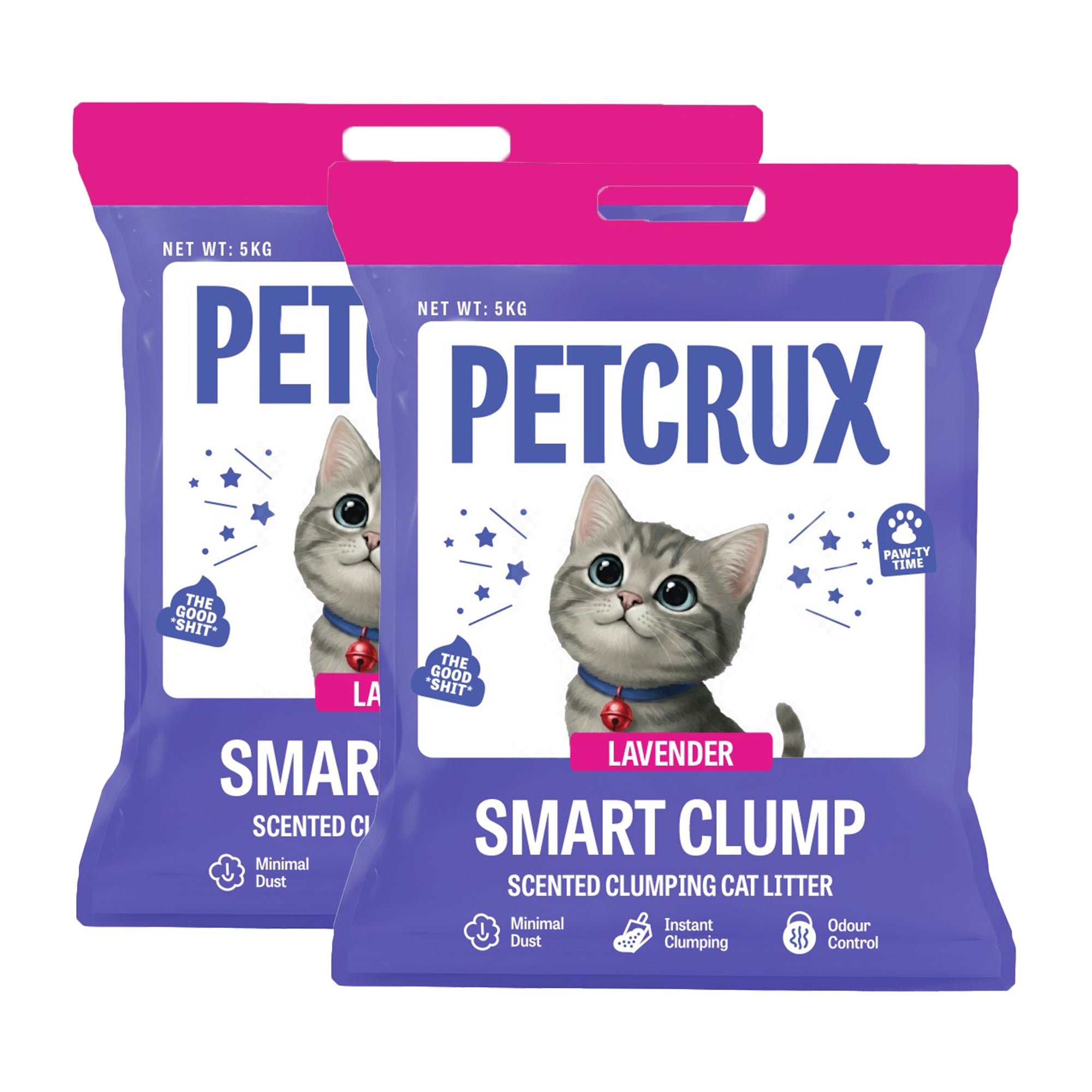 Petcrux Lavender & Lemon Scented Smart Clumping Cat Litter Cats-Litter Petcrux 2x5kg