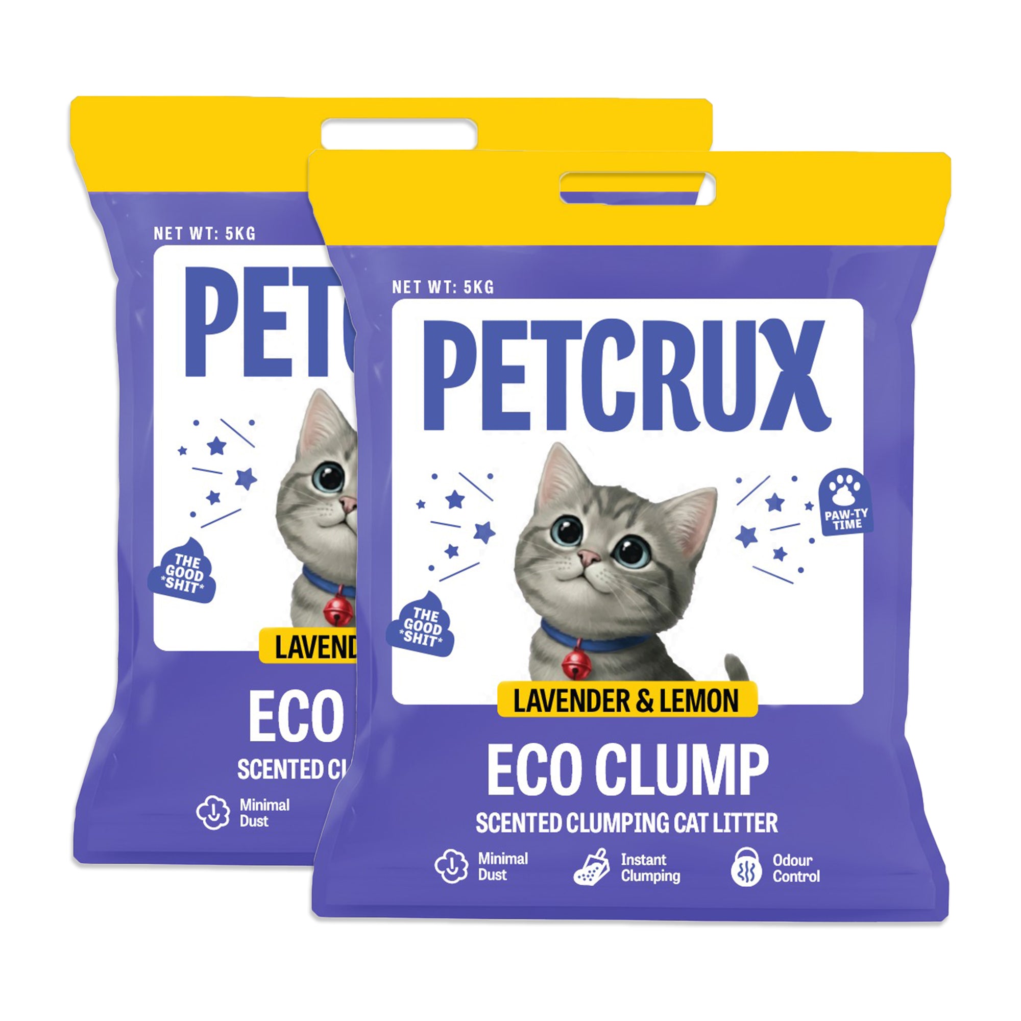 Petcrux Lavender & Lemon Scented Eco Clumping Cat Litter Cats-Litter Petcrux 2x5kg