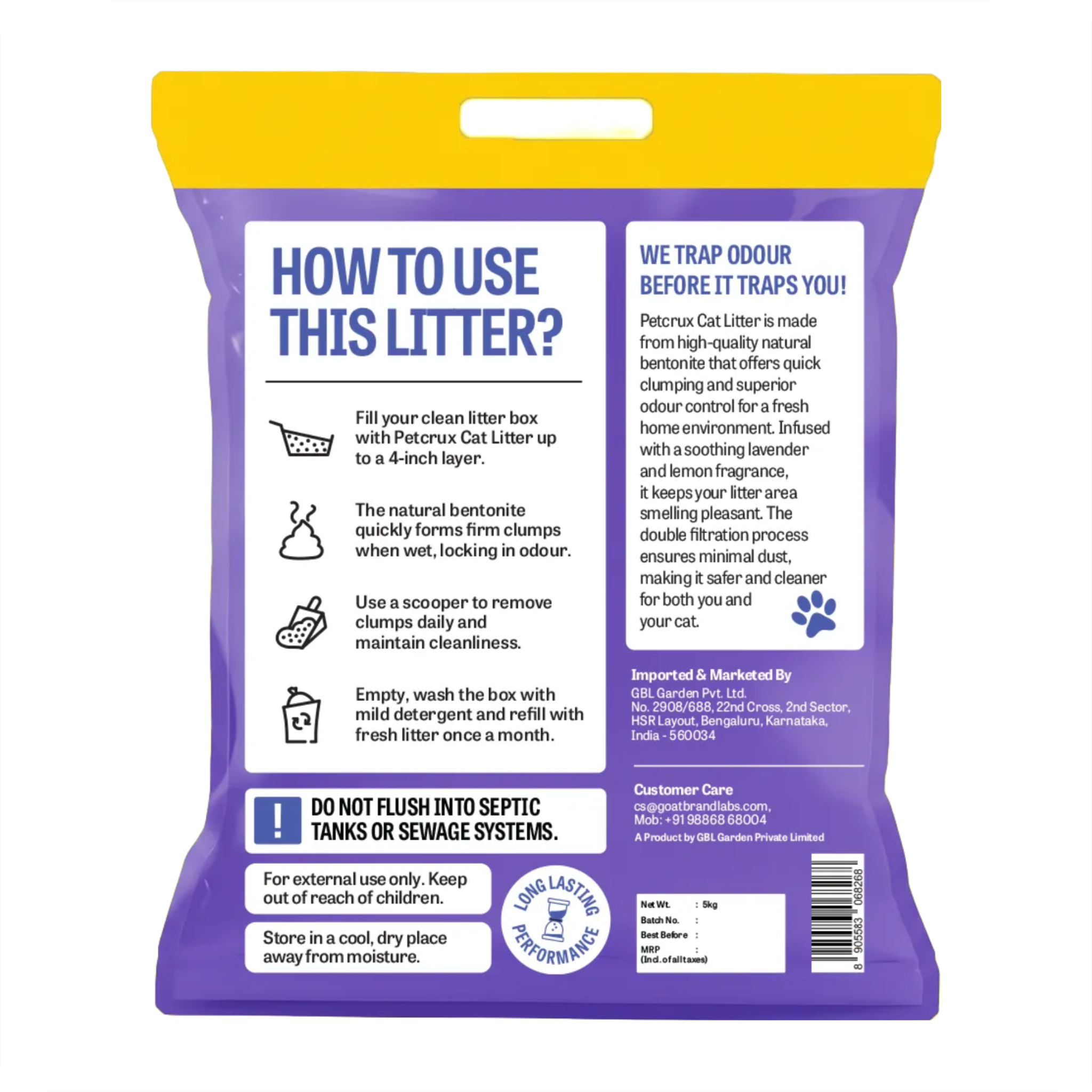Petcrux Lavender & Lemon Scented Eco Clumping Cat Litter Cats-Litter Petcrux