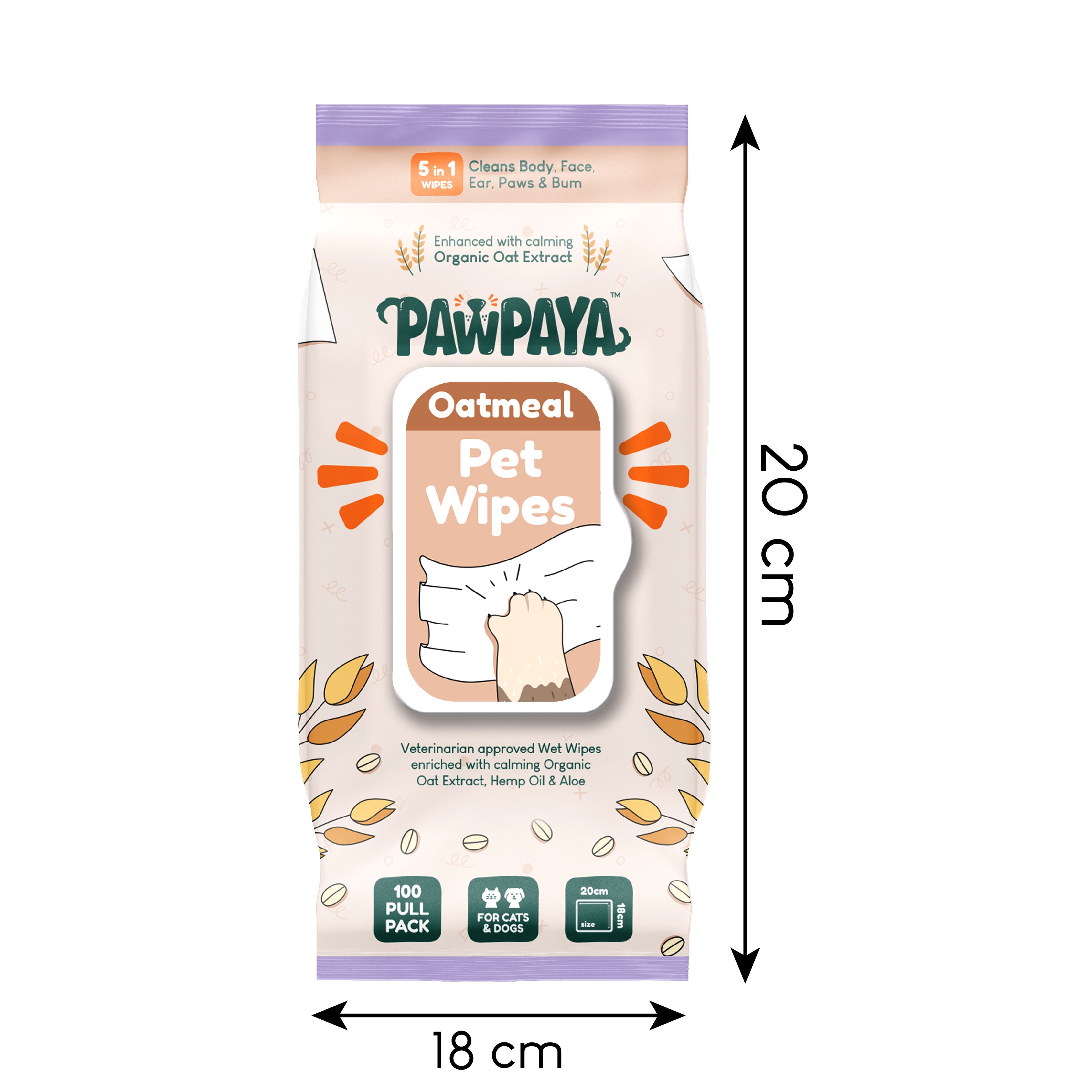 Pawpaya Oatmeal Wipes for Pets Both-Grooming Supplies Pawpaya