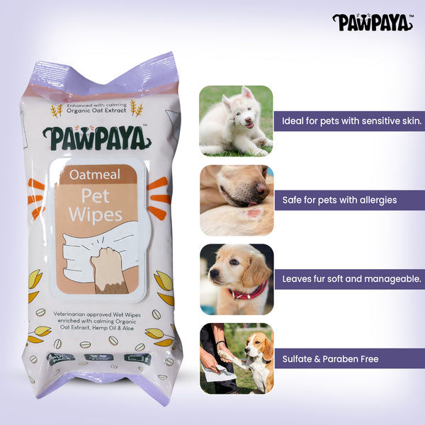 Pawpaya Oatmeal Wipes for Pets